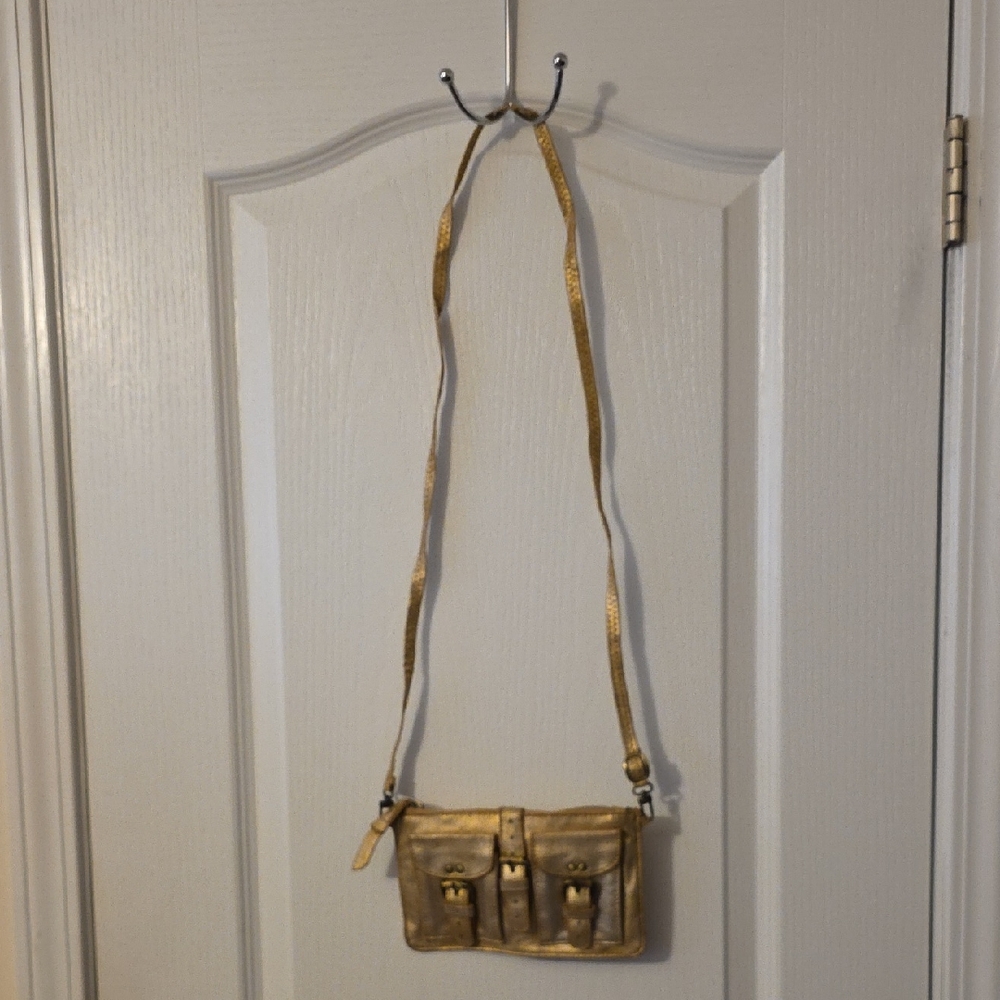Gold Leather Crossbody Bag
